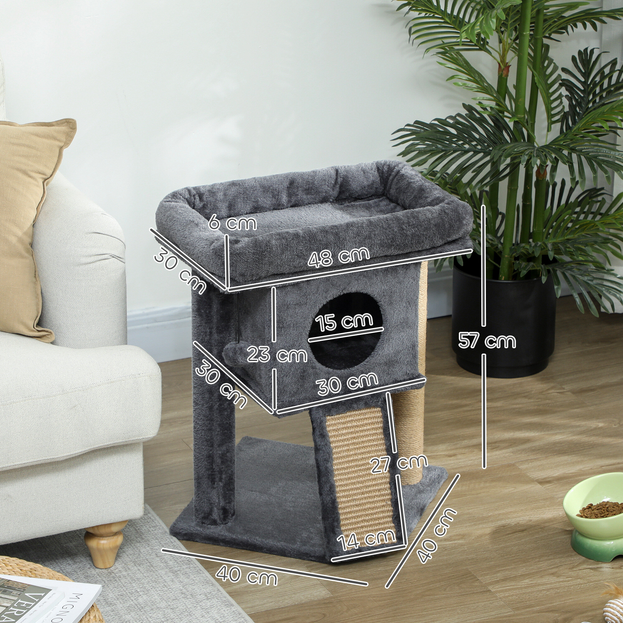 PawHut Kratzbaum dunkelgrau Spanplatte B/H/L: ca. 40x57x40 cm