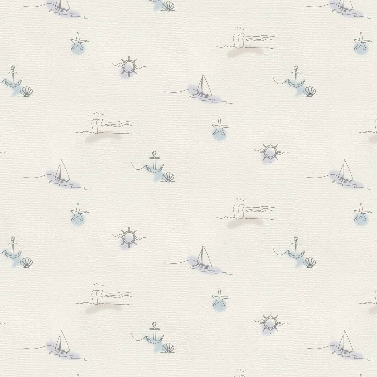 Vliestapete Maritim beige blau B/L: ca. 53x1005 cm