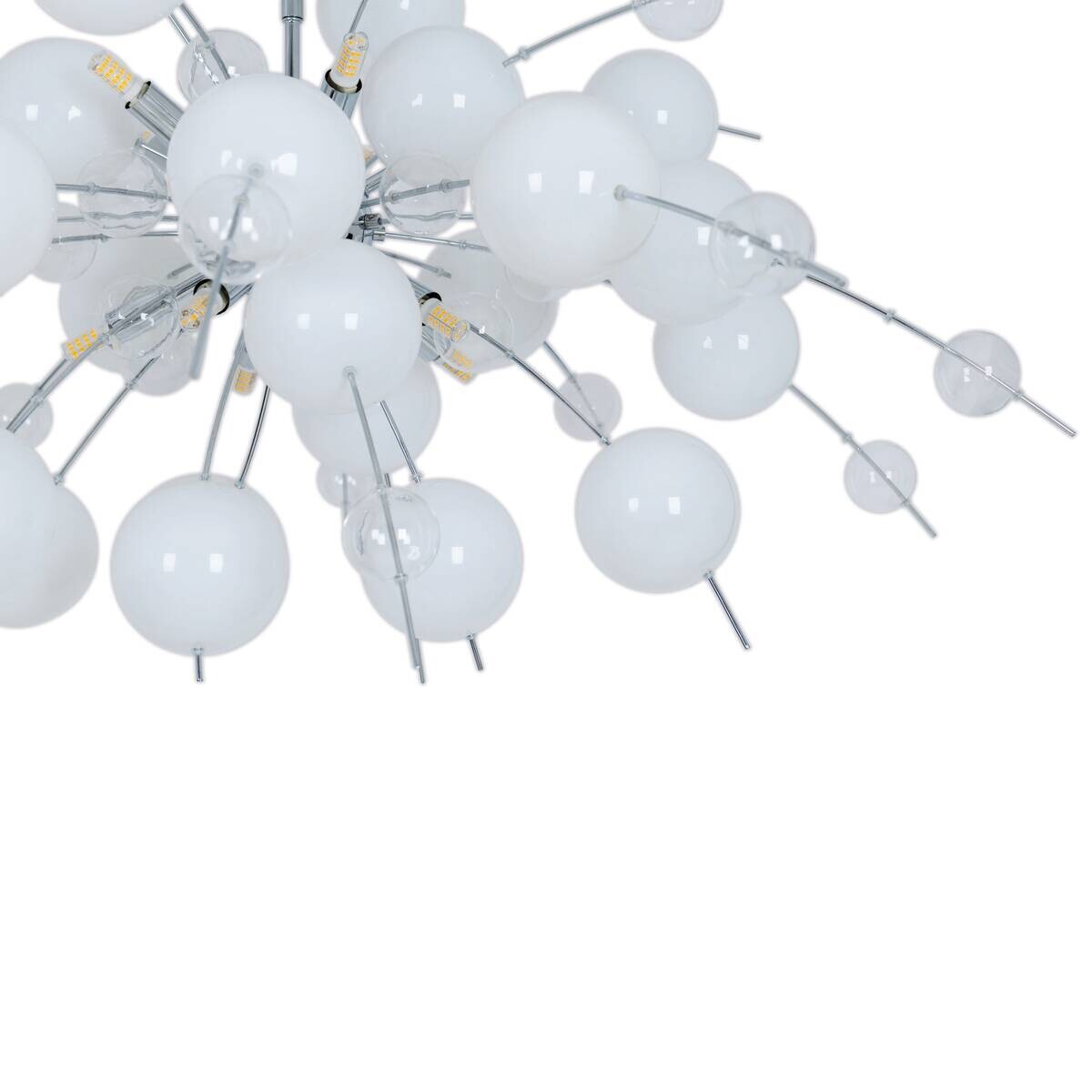 Näve Leuchten Pendelleuchte weiß Glas Metall B/H/T/D: ca. 98x187x98x98 cm G9 10 Brennstellen