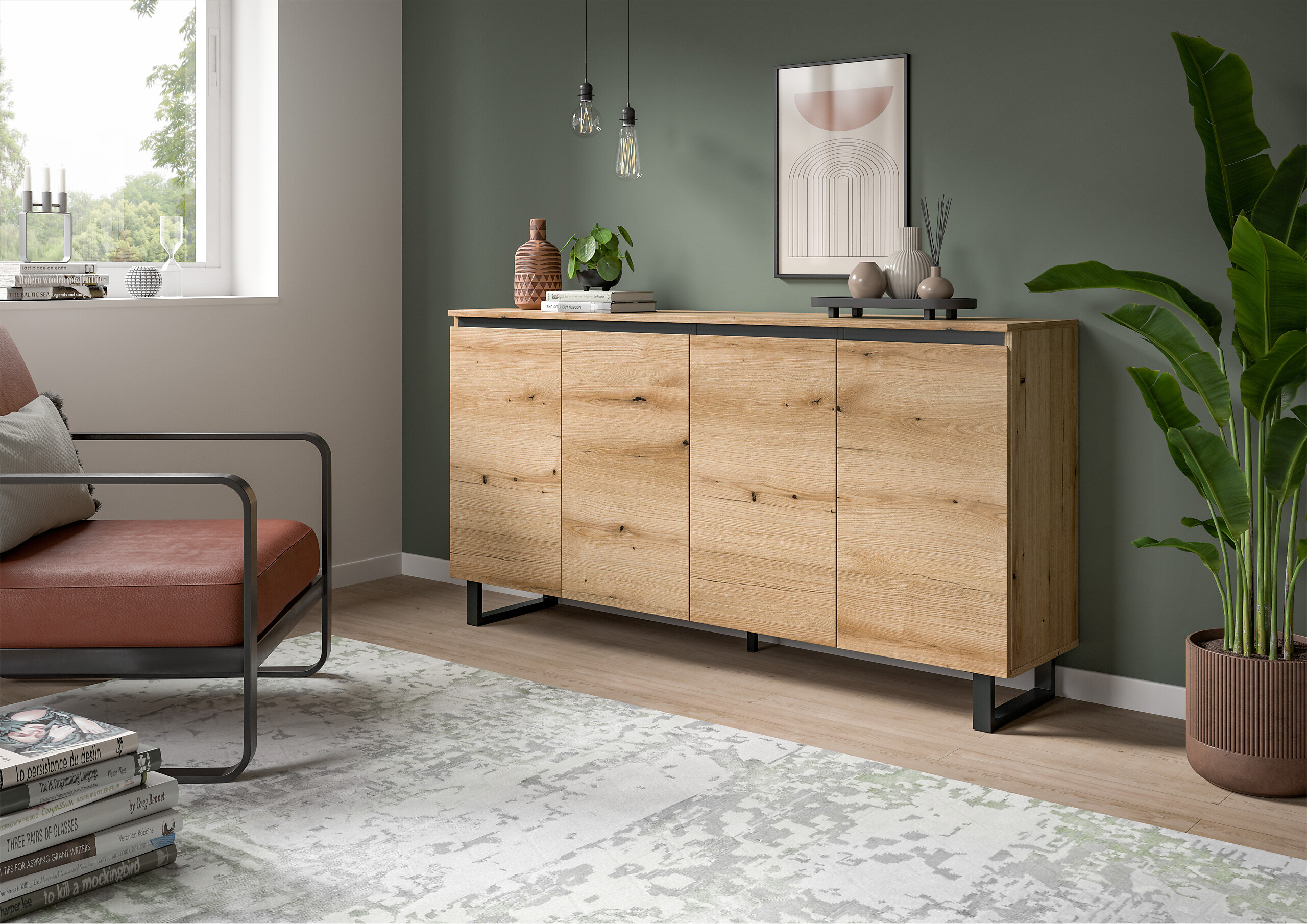 Sideboard Tomasa Evoke Oak Nachbildung schwarz B/H/T: ca. 160x84x36 cm Sideboard Tomasa Evoke Oak Nachbildung schwarz B/H/T: ca. 160x84x36 cm