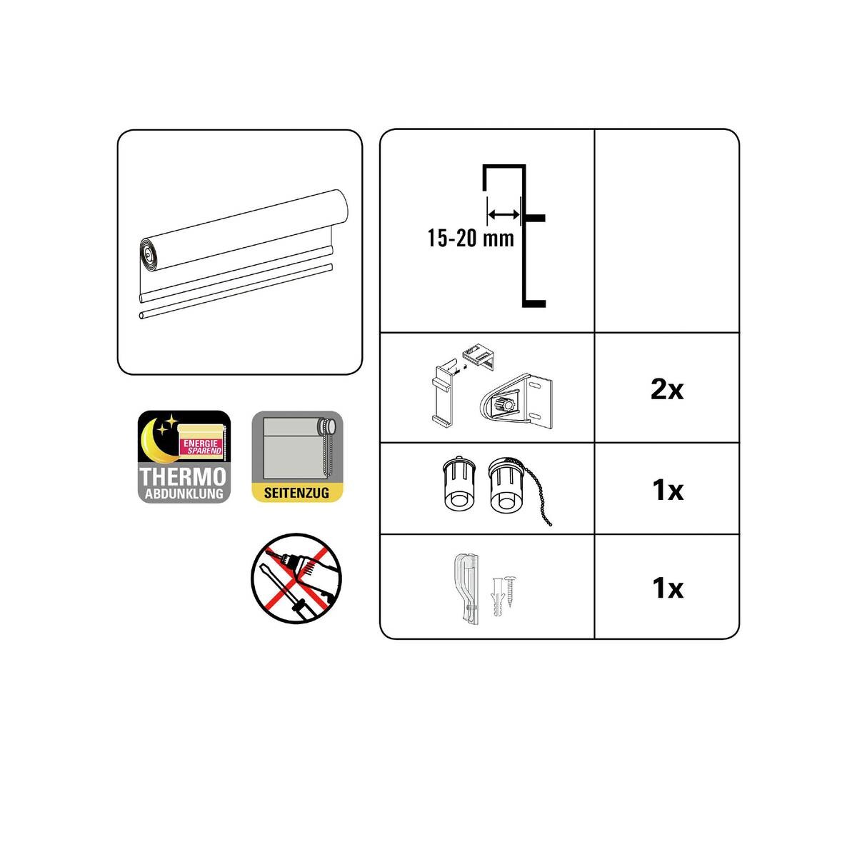 Thermo_Klemmrollo_VD weiß B/L: ca. 100x150 cm