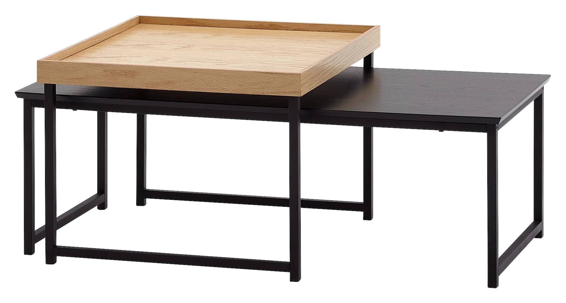 Wohnling Couchtisch 2er-Set. schwarz B/H/T: ca. 60x45x110 cm