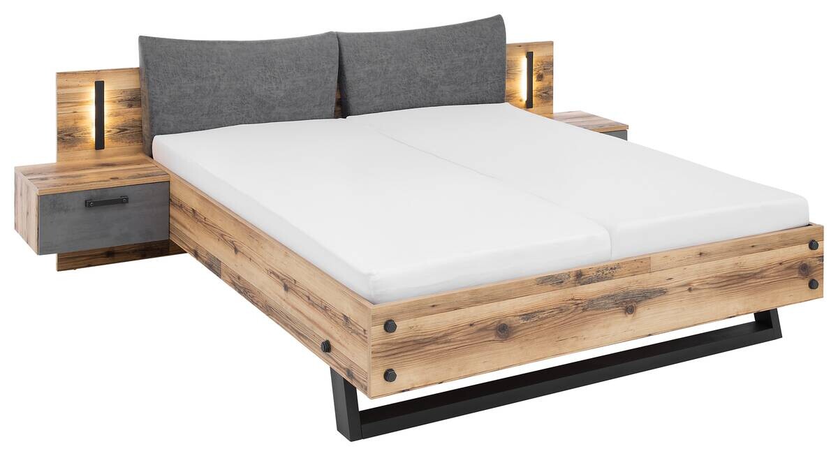 Bettanlage Dover Alpin Lodge Nachbildung Betonoxid Optik B/H/T: ca. 289,4x96,3x215,5 cm