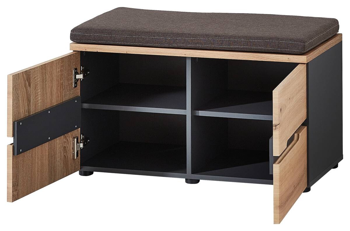 Sitzbank Memphis Eiche Artisan Nachbildung Graphit B/H/T: ca. 80x49x38 cm