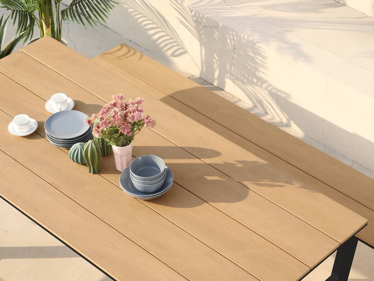 AXI Outdoor Living Picknicktisch Nori braun Metall B/H/L: ca. 190x75x200 cm