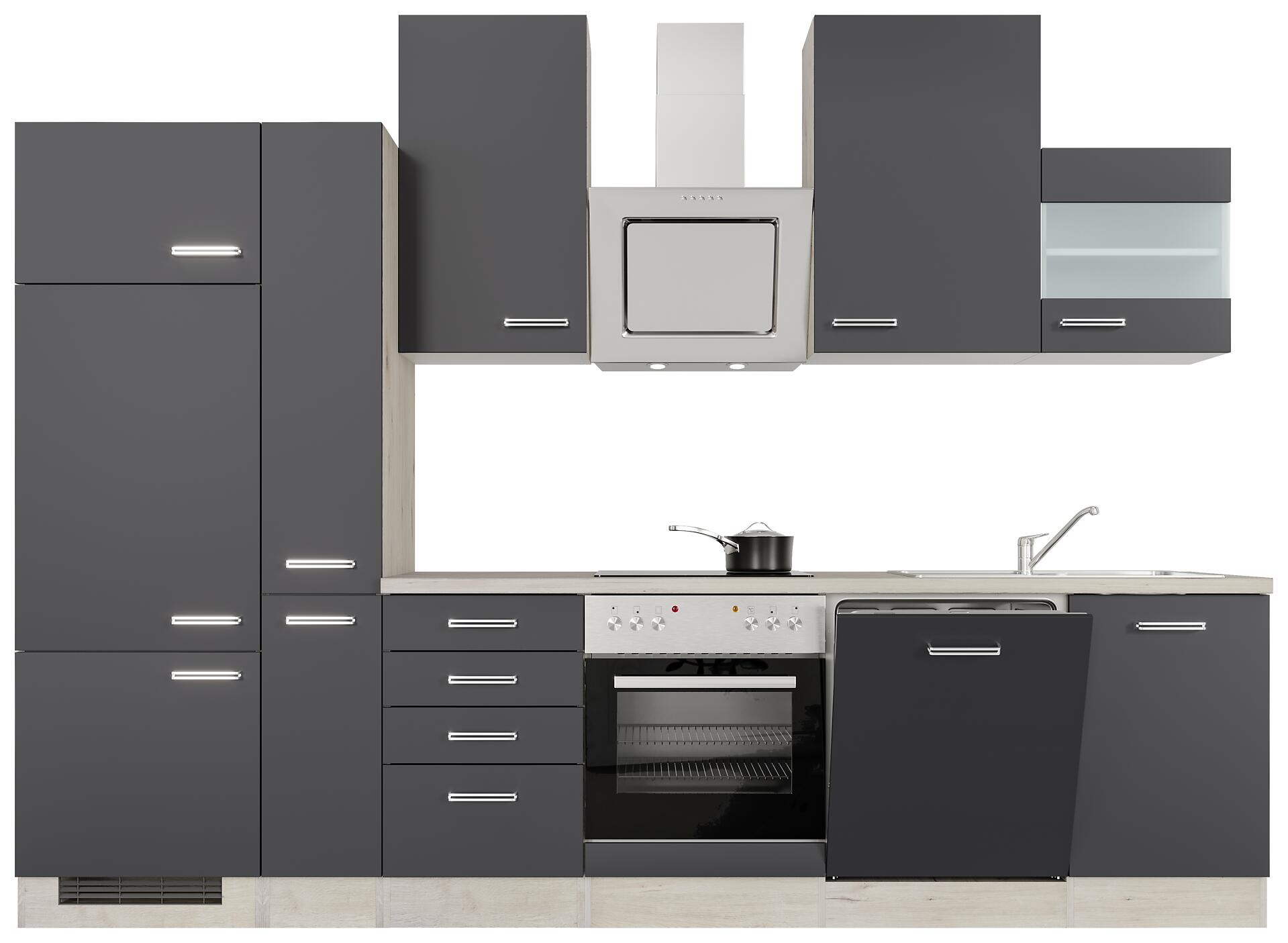 Küchenblock Elva anthrazit strukturiert B/H/T: ca. 310x234x60 cm