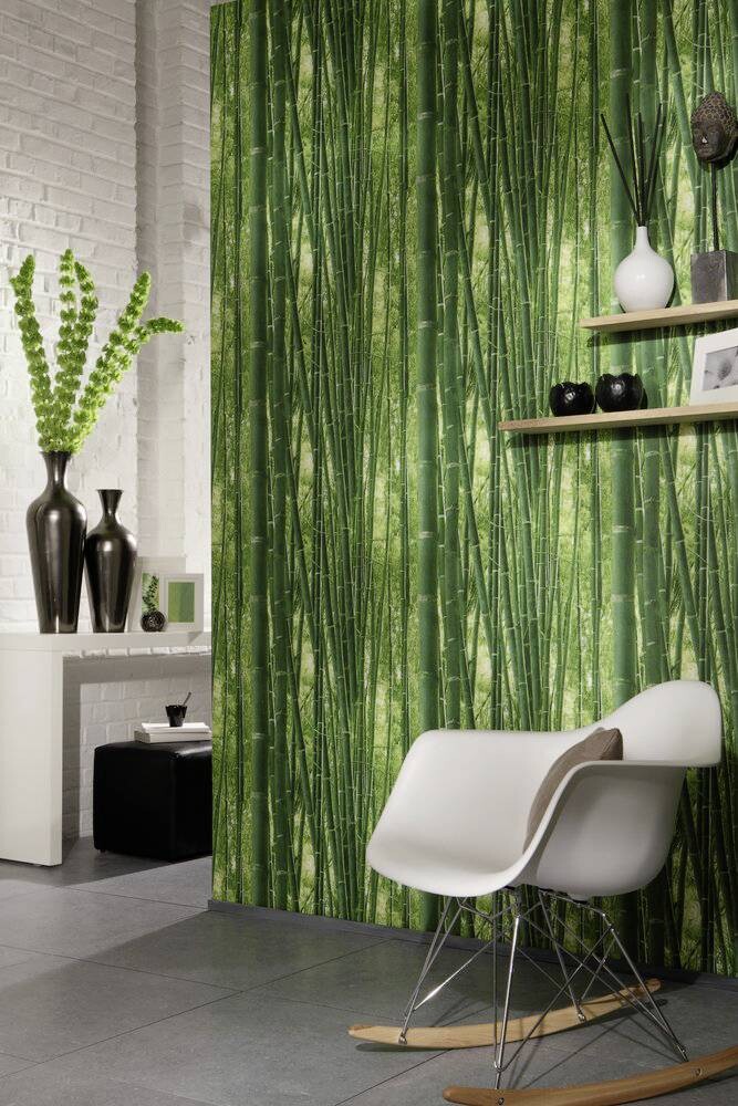 Papiertapete Bambus grün B/L: ca. 53x1005 cm