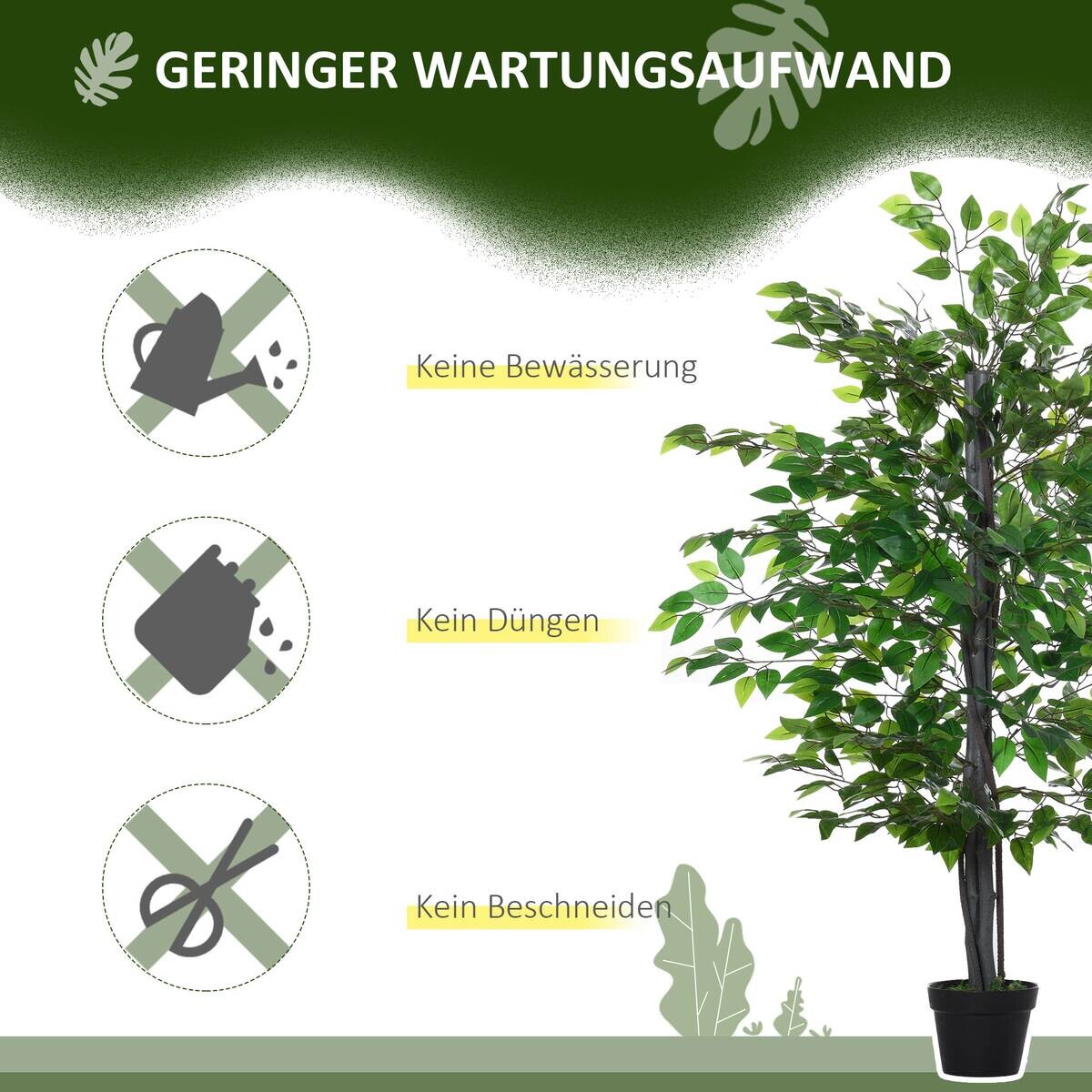 Outsunny Kunstpflanze grün Edelstahl B/H/L: ca. 20x20x145 cm