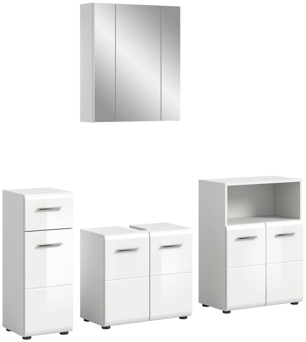 Badezimmer-Set ICE weiß weiß Hochglanz B/H/T: ca. 180x190x32 cm