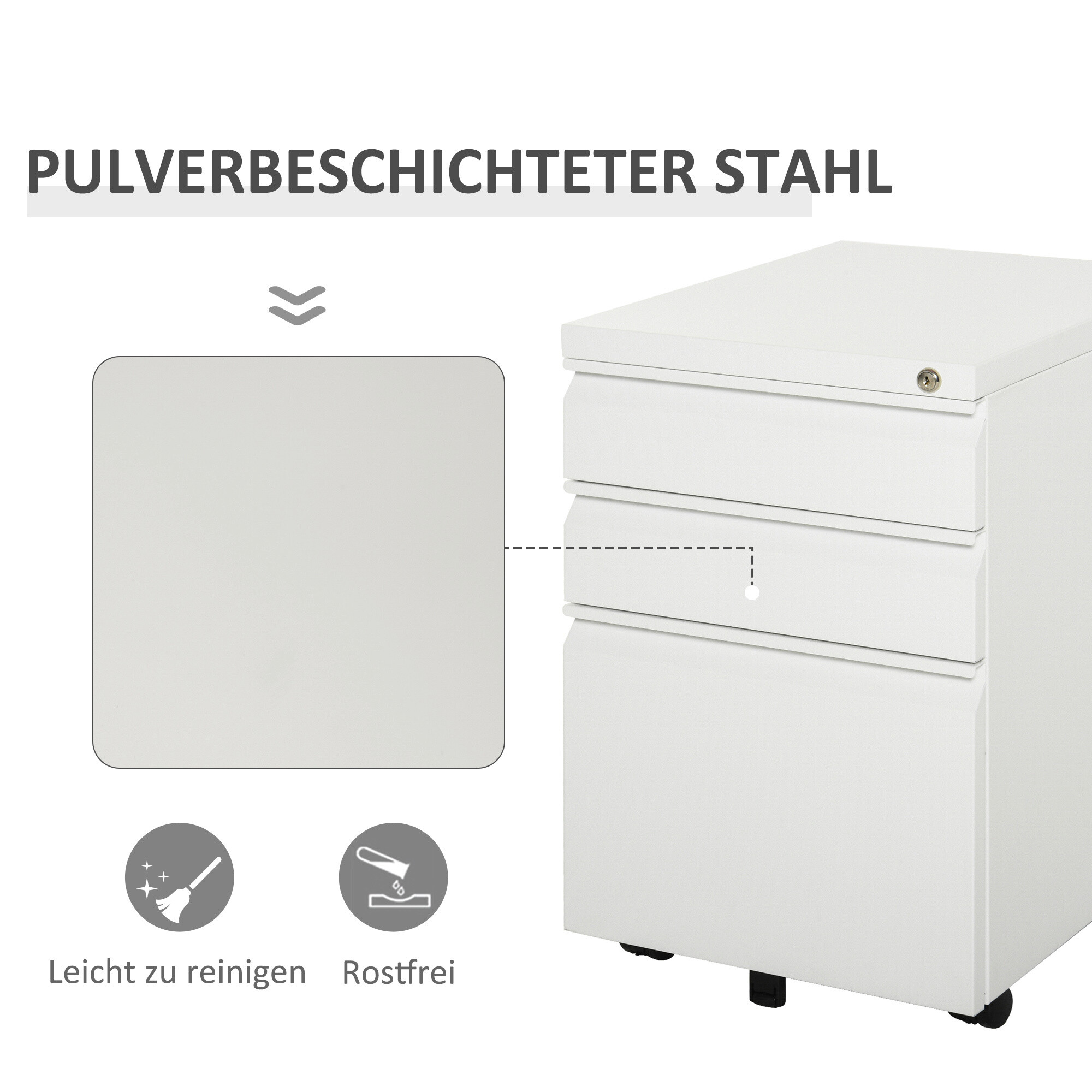 Rollcontainer 924-024WT weiß B/H/T: ca. 39x60x48 cm