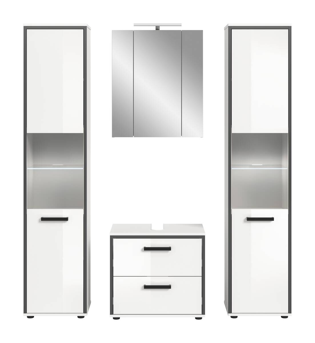 Badblock KOJAK weiß Hochglanz anthrazit grau B/H/T: ca. 171x188x37 cm