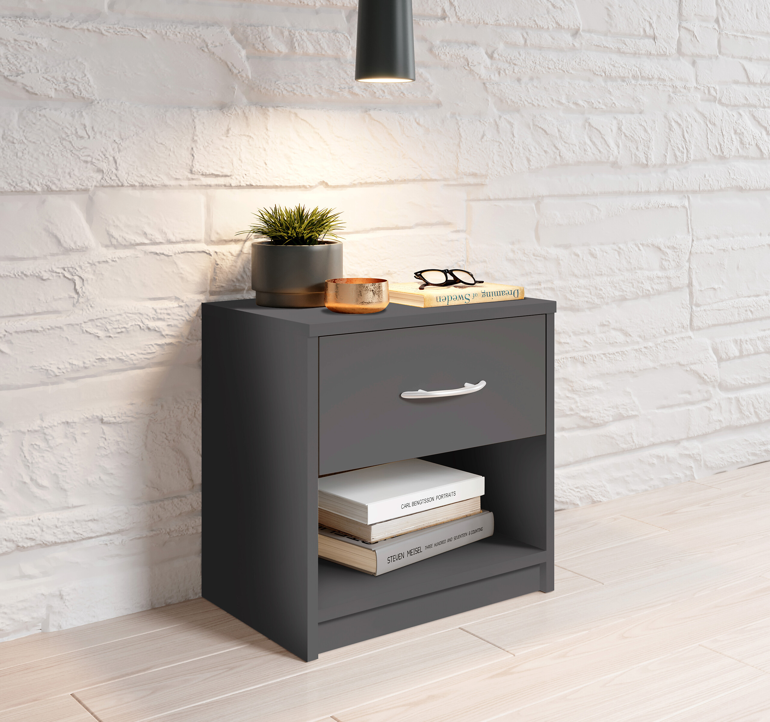 Nachtkonsole Pepe Graphit B/H/T: ca. 39x41x28 cm