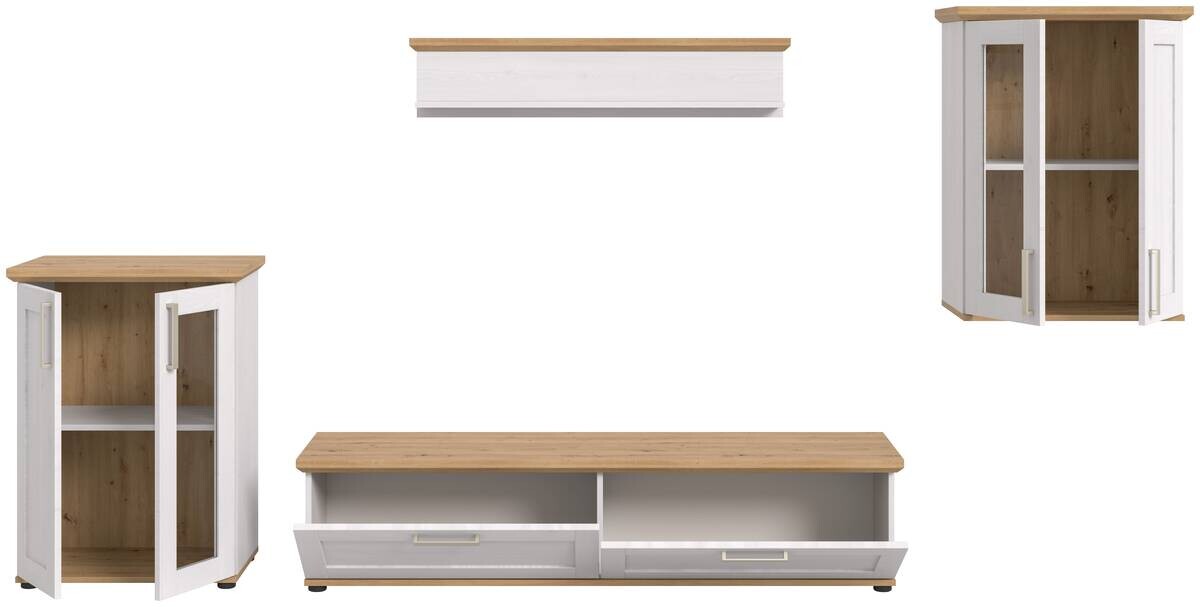 Wohnwand VERONA Lärche Nachbildung Eiche Nachbildung B/H/T: ca. 316x161x40 cm