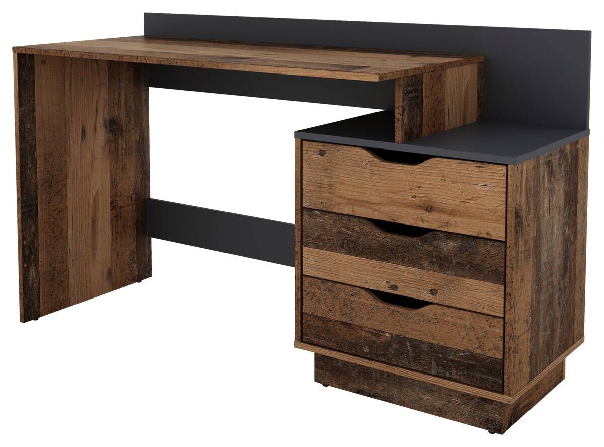 Schreibtisch BELFAST Eiche Old Wood Nachbildung anthrazit B/H/T: ca. 138x83,5x51,5 cm