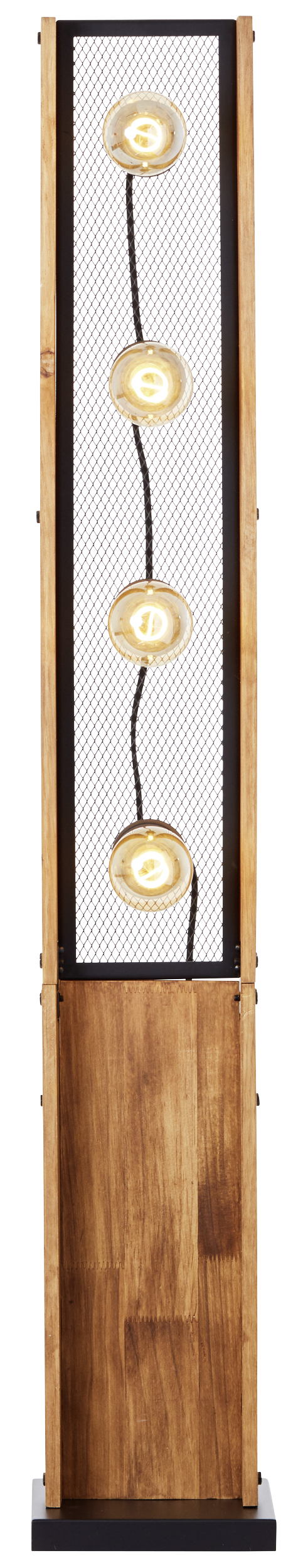 Brilliant Stehleuchte Calandra 93122/76 schwarz natur Metall Holz B/H/T: ca. 20x125,5x20 cm E27 4 Brennstellen