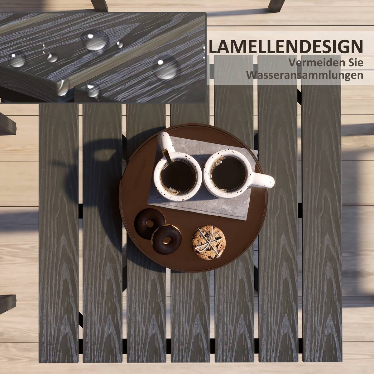 Outsunny Gartentisch grau Holz B/H/L: ca. 70x76x70 cm