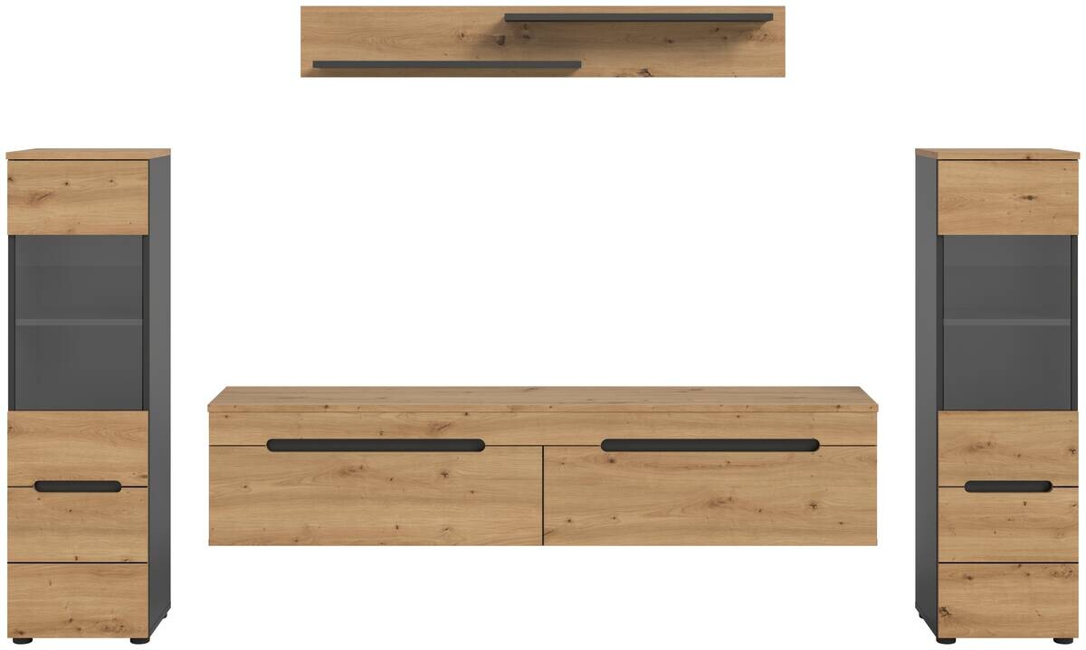 Wohnwand Canu basaltgrau Nachbildung Artisan Oak Nachbildung B/H/T: ca. 272x141x33 cm