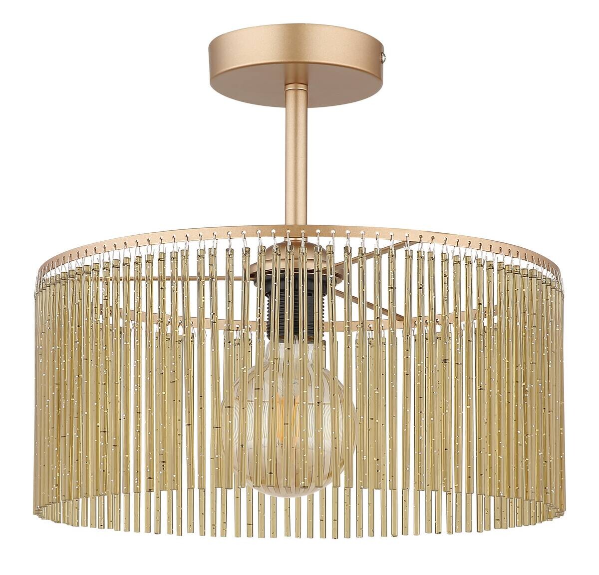 GLOBO Deckenleuchte Leeds amber gold schwarz Metall Kunststoff H/D: ca. 32x35 cm E27 1 Brennstellen