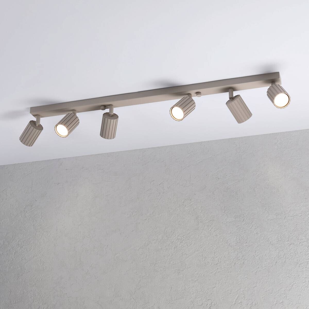 Lamkur Strahler Prisma beige Stahl B/H/L: ca. 6,5x16,5x117 cm 6 Brennstellen