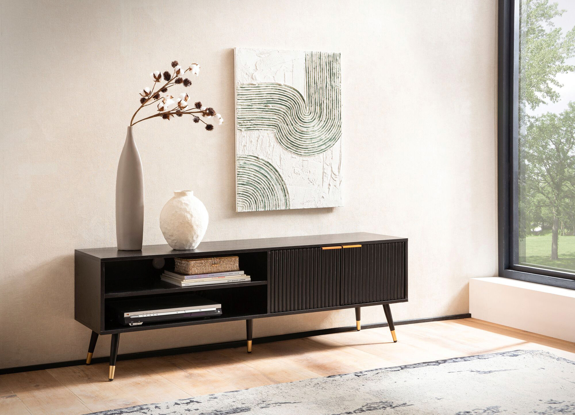 Lowboard schwarz B/H/T: ca. 150x51x39 cm