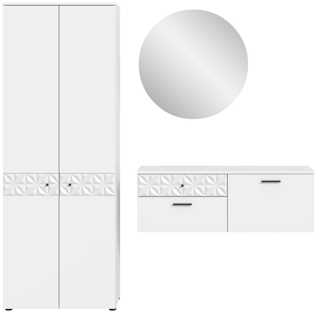 Garderobe Prisma weiß weiß Hochglanz B/H/T: ca. 195x192x34 cm