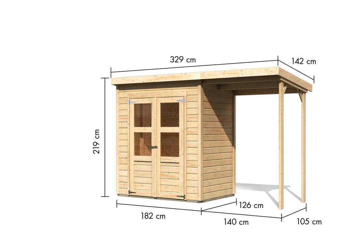 Karibu Gartenhaus Tony 0 natur B/H/T: ca. 182x219x126 cm
