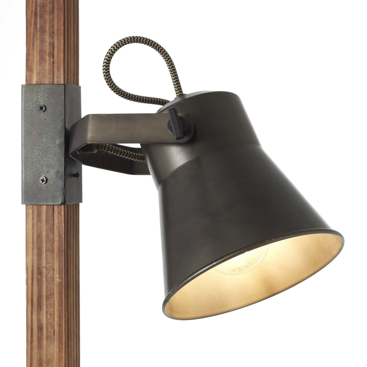 Brilliant Stehleuchte Plow schwarz Metall Holz H: ca. 154 cm E27 2 Brennstellen