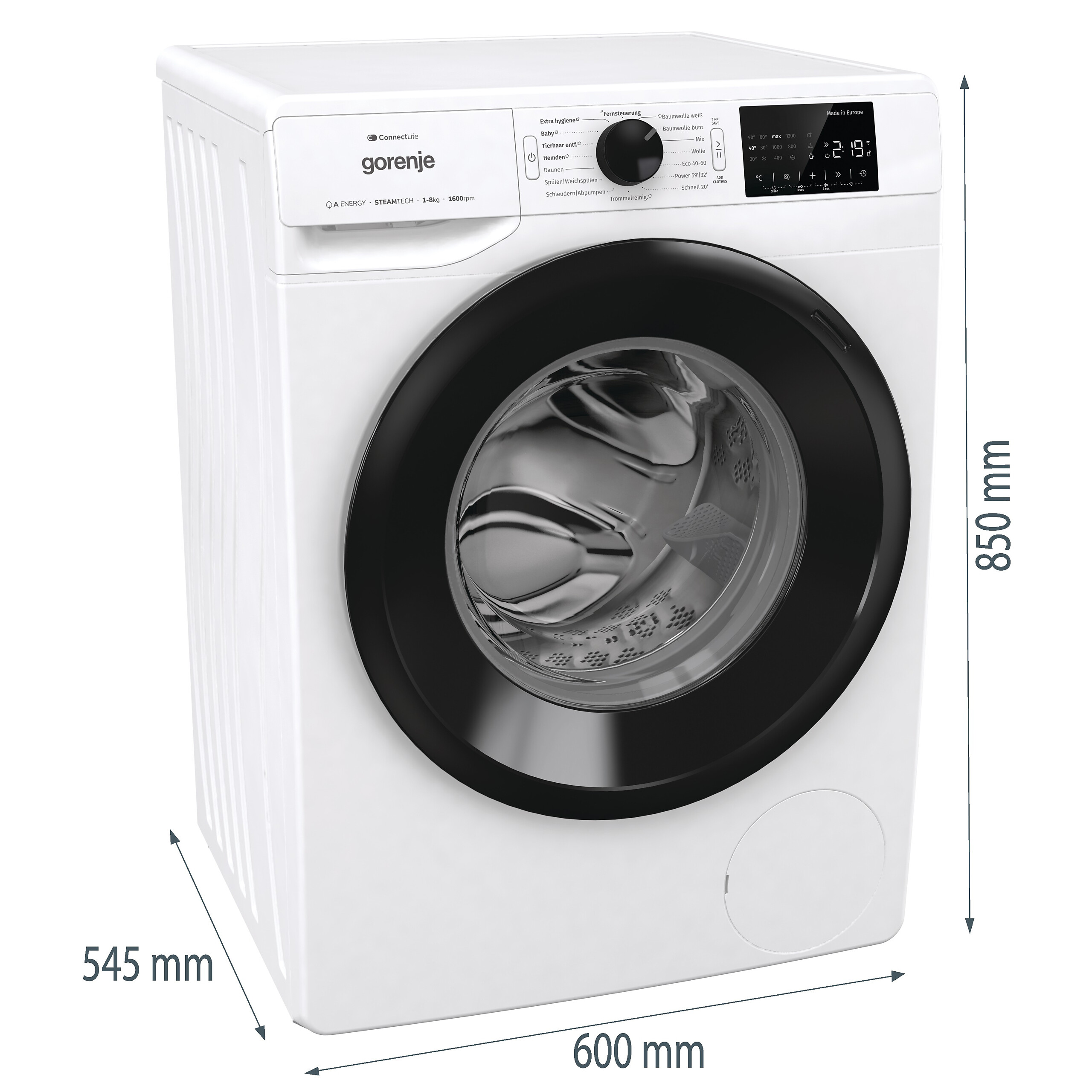 Gorenje Waschmaschine WPNEI86ATS weiß B/H/T: ca. 60x85x55 cm ca. 8 kg