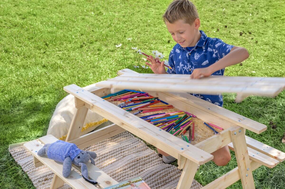 Timbela Kindersitzgarnitur M010 natur Holz B/H/L: ca. 90x50x90 cm