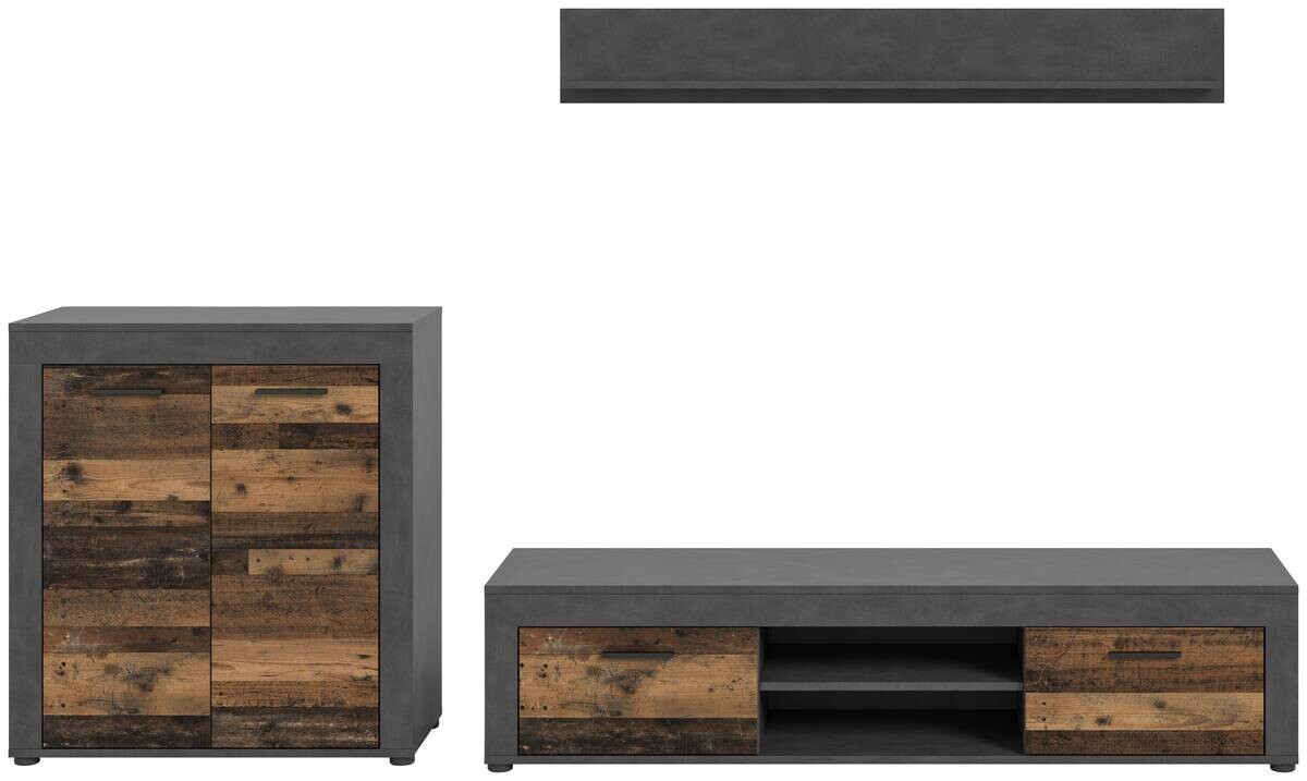 Wohnwand Jam Matera Nachbildung Old Wood Nachbildung B/H/T: ca. 159x255x35 cm