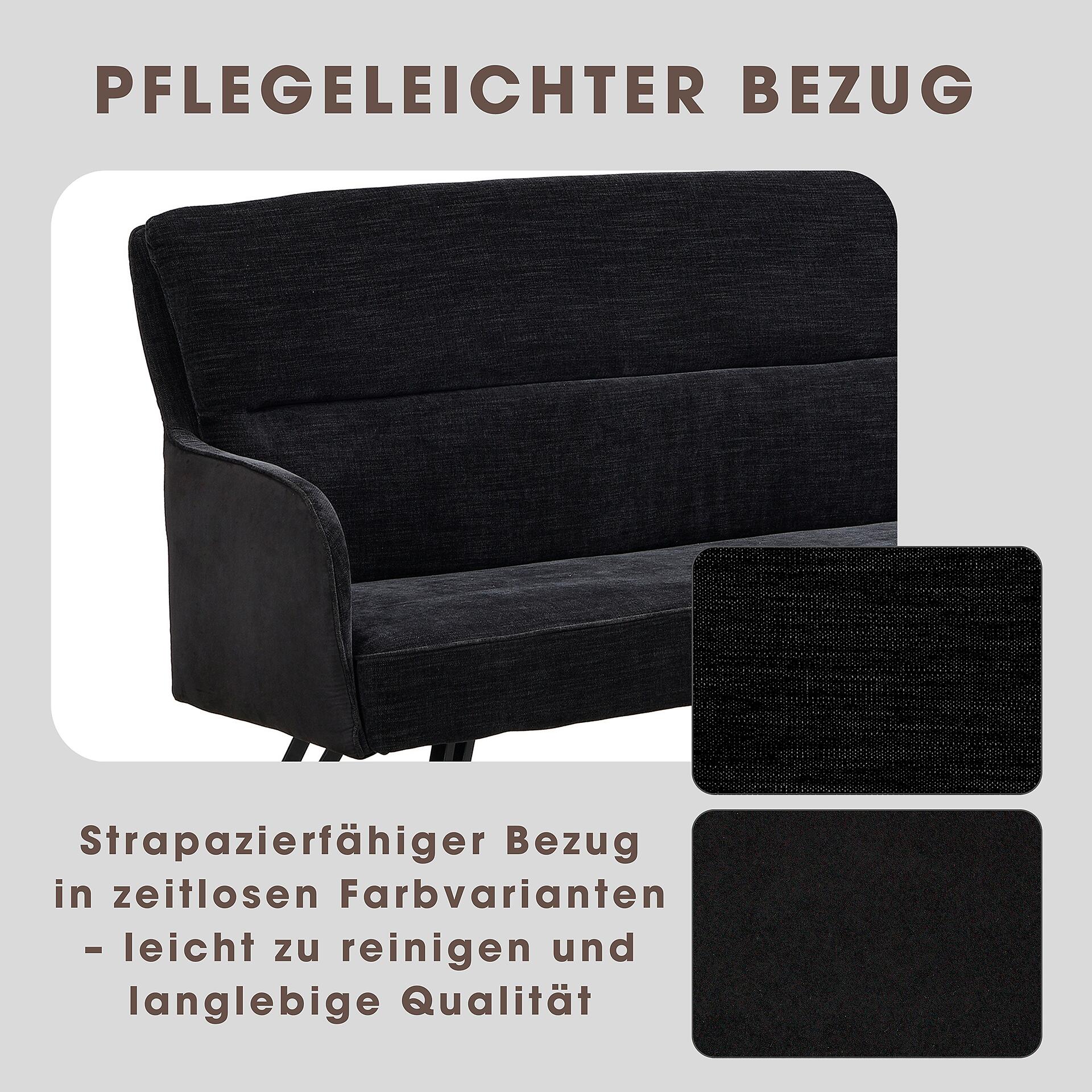 Sitzbank TINO schwarz Metall Microfaser B/H/T: ca. 140x94x67 cm