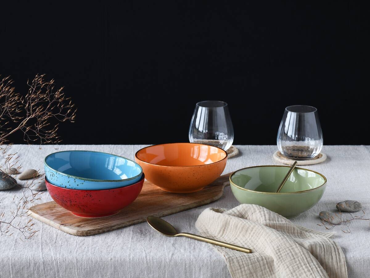 CreaTable Schüssel-Set Nature Collection Mediterran bunt Steinzeug