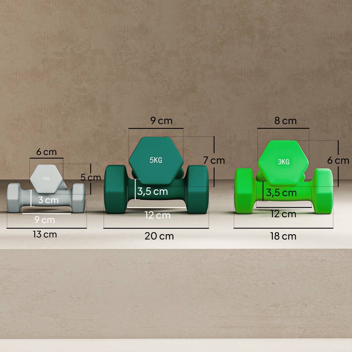 SPORTNOW Hantelset mehrfarbig Metall B/H/L: ca. 10x34x34 cm