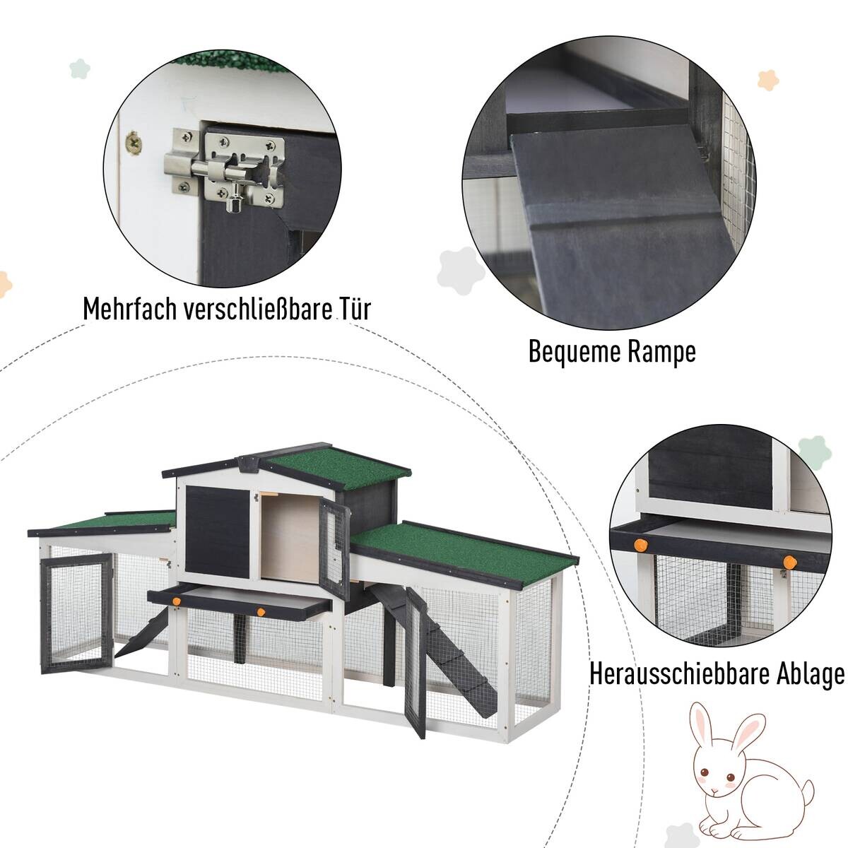 PawHut Kleintierstall weiß Holz B/H/L: ca. 45x80x204 cm