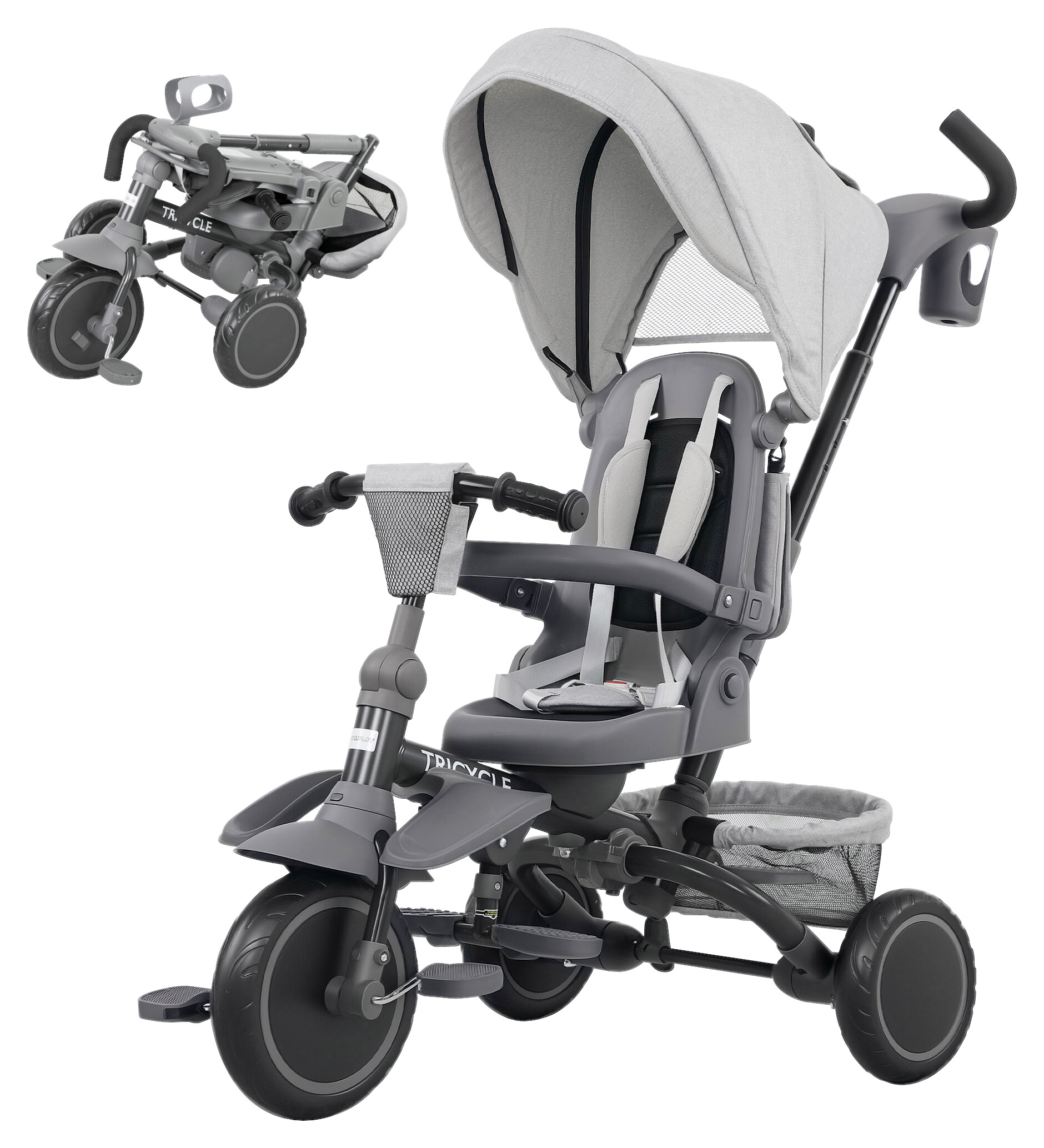 AIYAPLAY Kinderdreirad grau B/H/L: ca. 52x98x111,5 cm