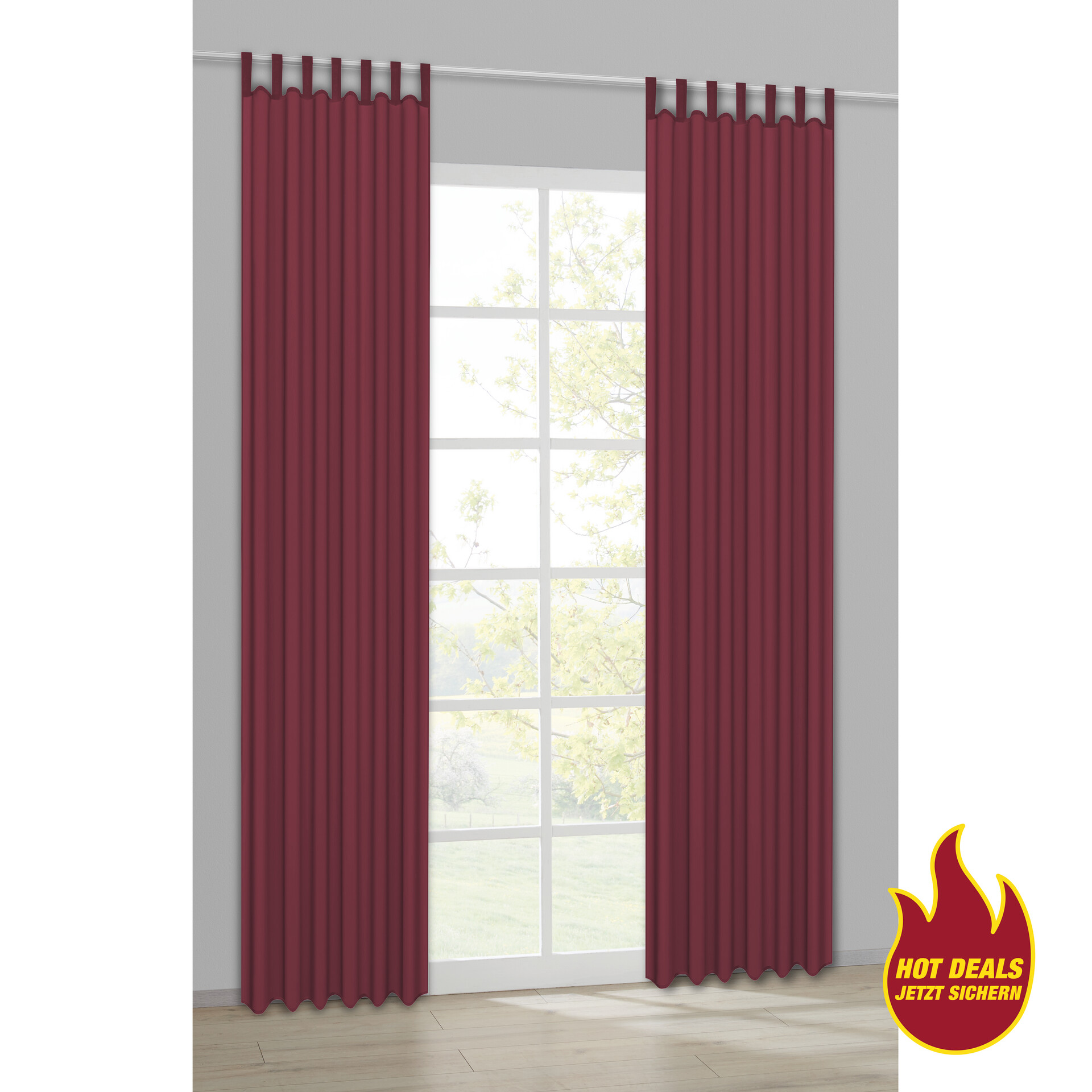 Sensation Schlaufenvorhang Look burgund B/L: ca. 140x235 cm