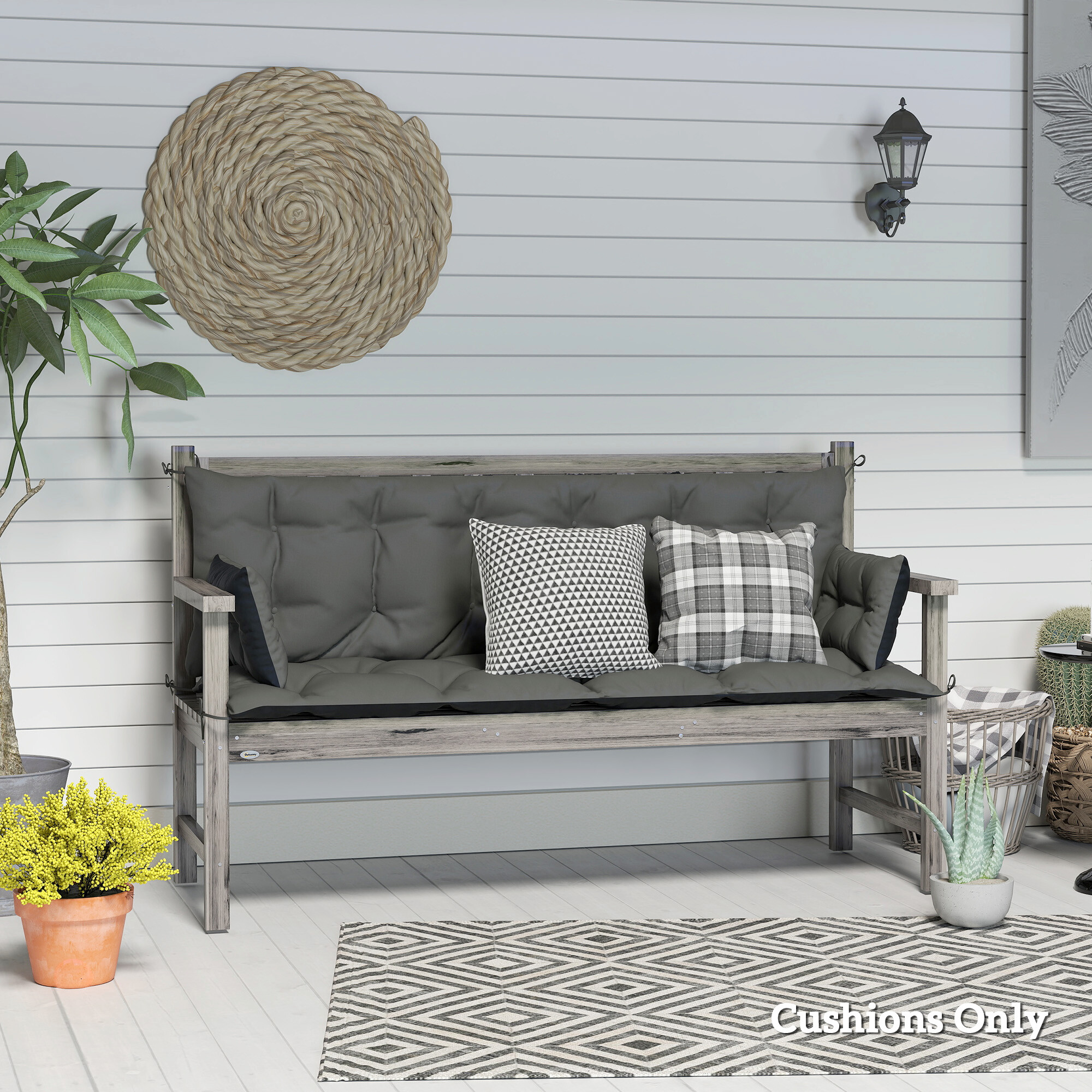 Outsunny Sitzkissen-Set schwarz Polyester B/H/L: ca. 110x8x180 cm