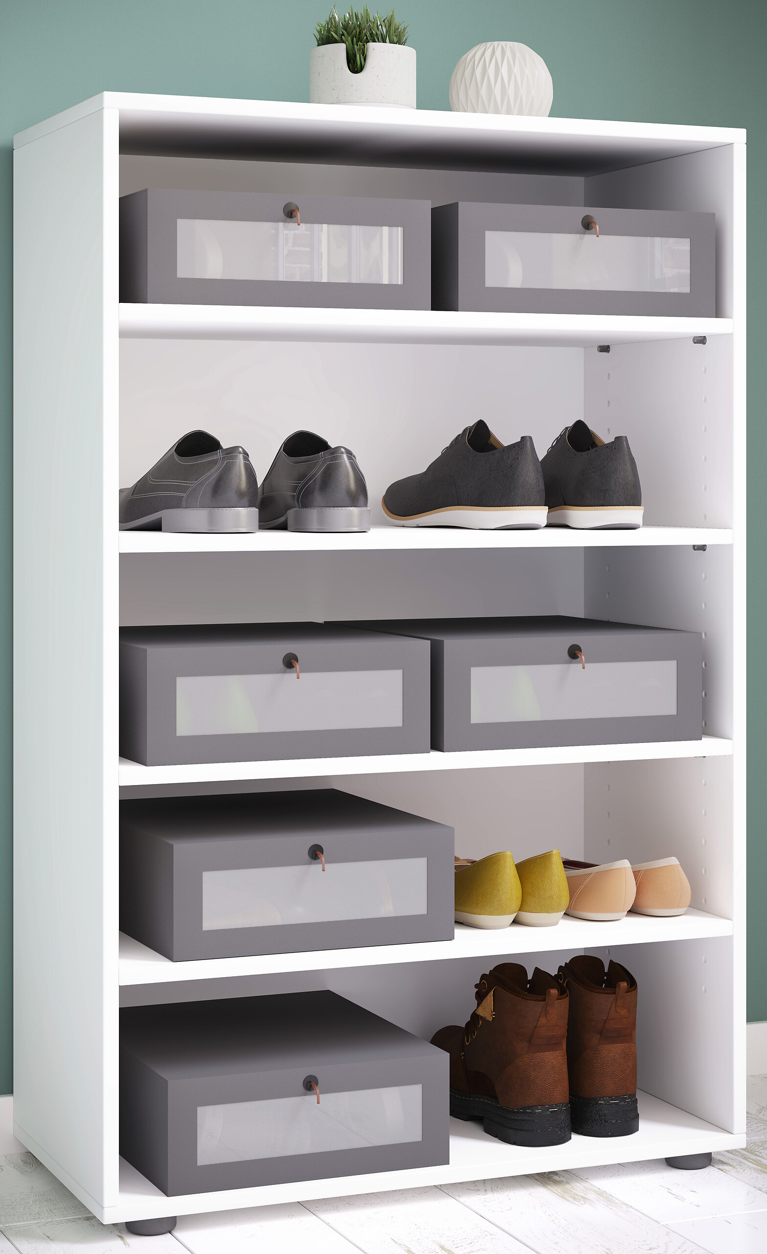 Schuhregal Lona weiß B/H/T: ca. 70x110x37 cm