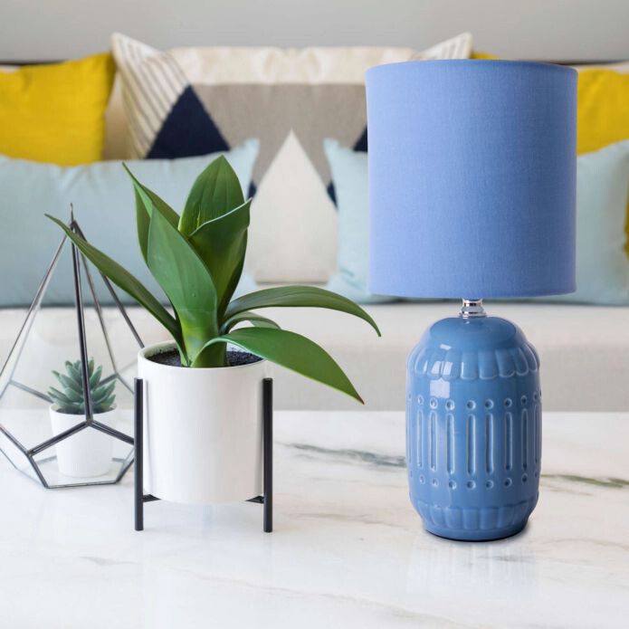 Näve Leuchten Keramik Tischleuchte NV3188392 hellblau Keramik Metall Stoff B/H/T: ca. 14x30x14 cm E14 1 Brennstellen