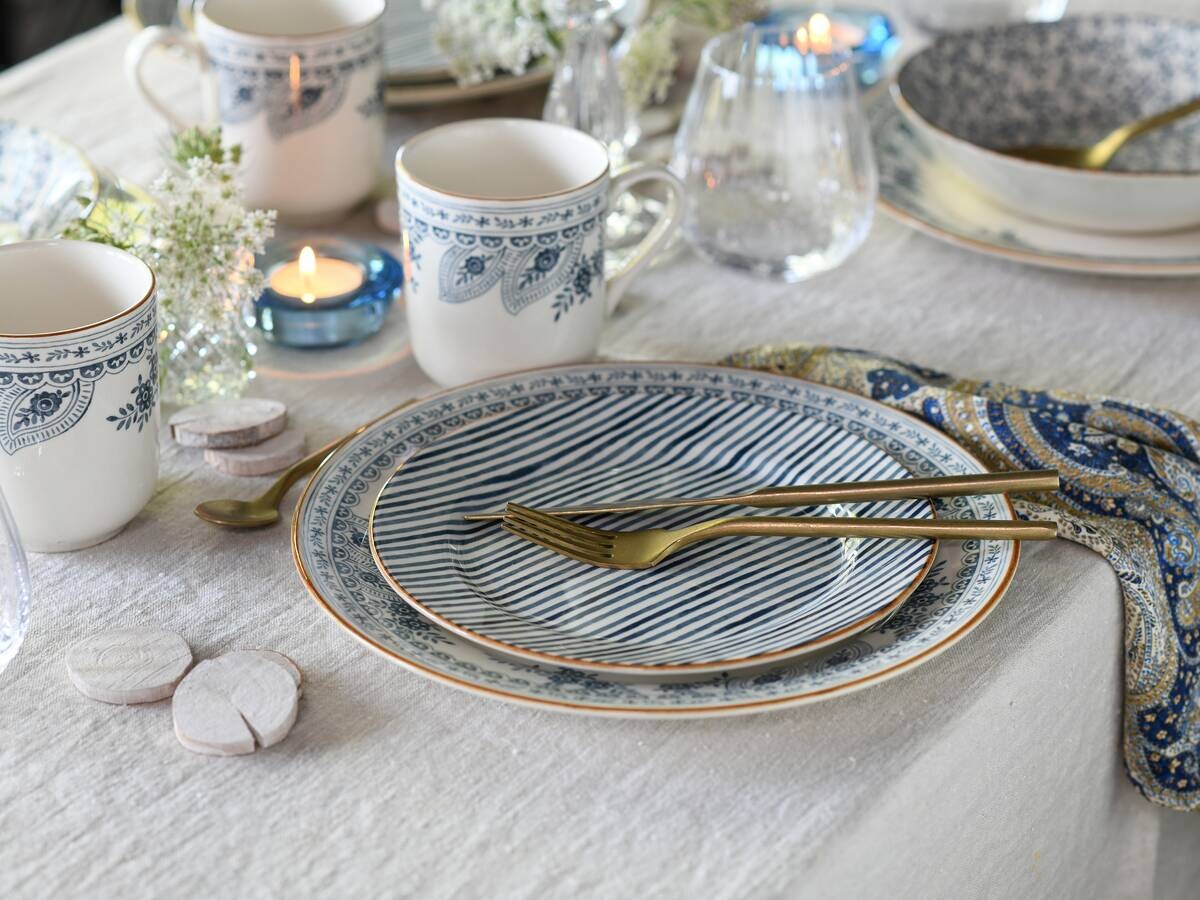 CreaTable Tafelservice Euböa blau Steingut 16 tlg.