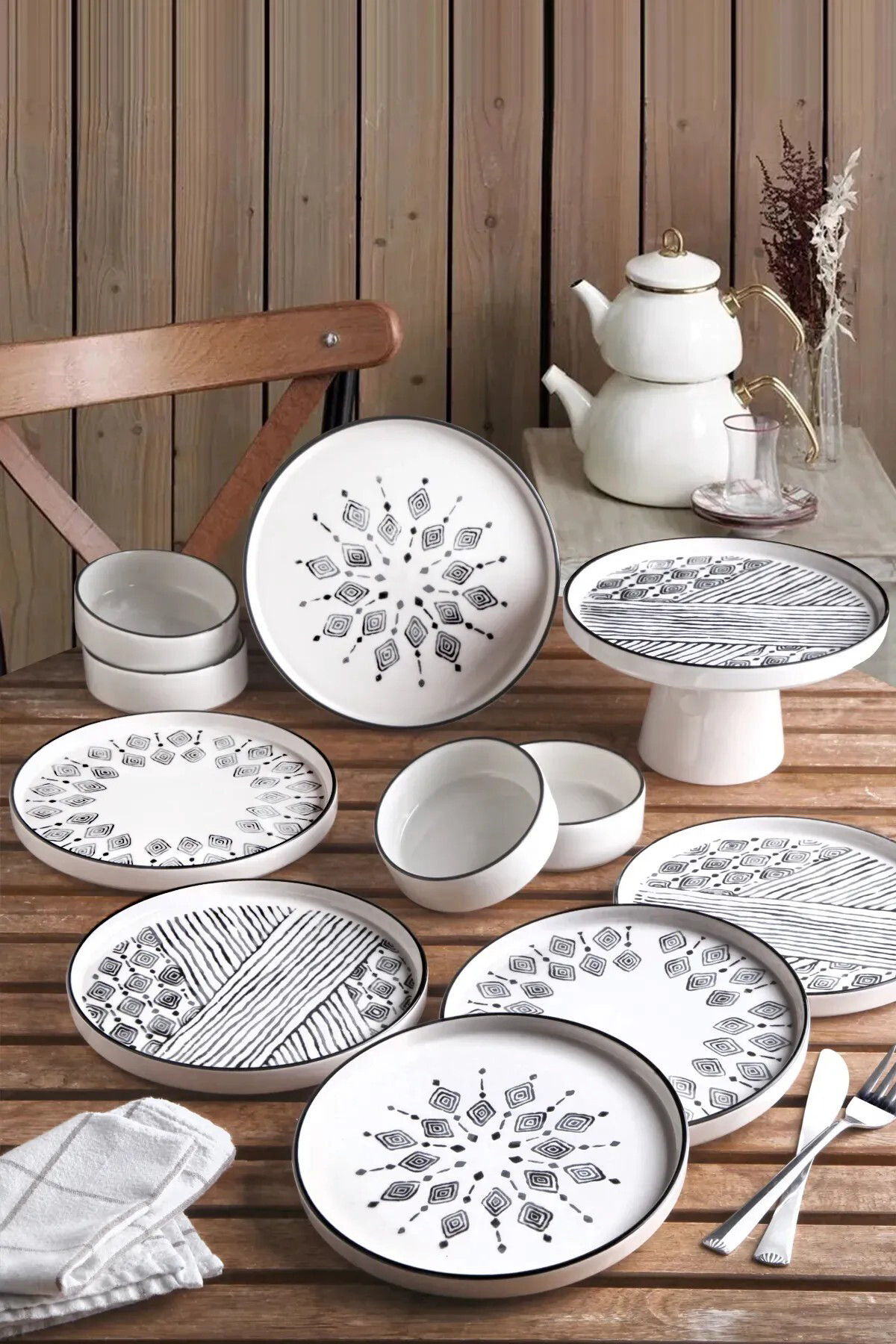 HermiaConcept Frühstücksservice schwarz Keramik 11 tlg.