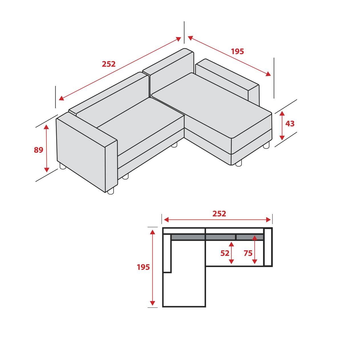 Ecksofa mit Bettfunktion und Bettkasten dunkelblau Microfaser B/H/T: ca. 252x89x195 cm
