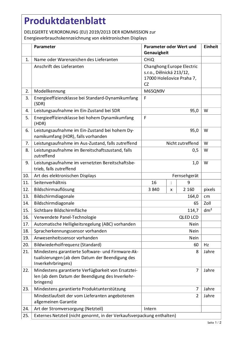 CHiQ Mini-LED-Fernseher M65QN9V