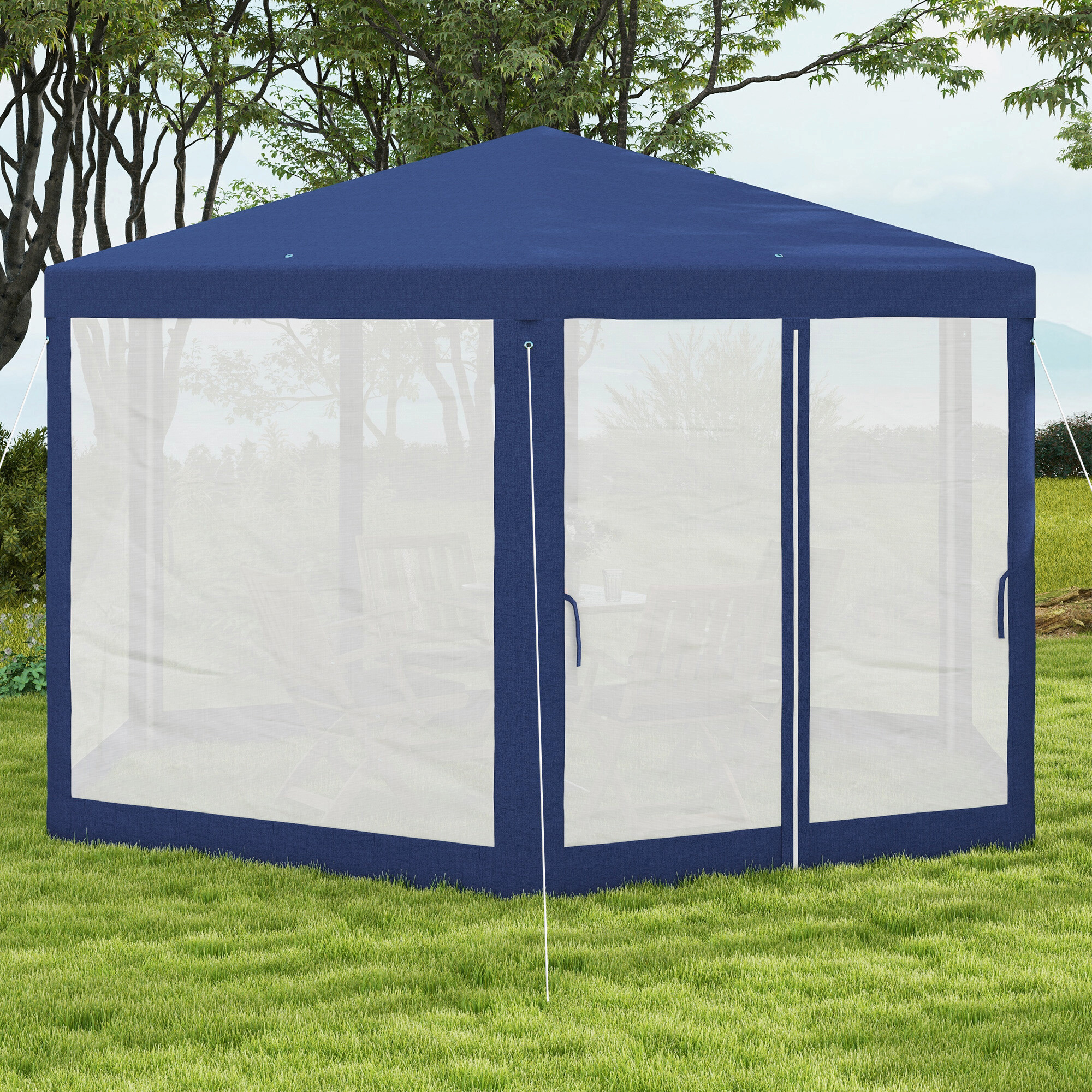 Outsunny Pavillon blau Polyester B/H/L: ca. 341,2x250x394 cm