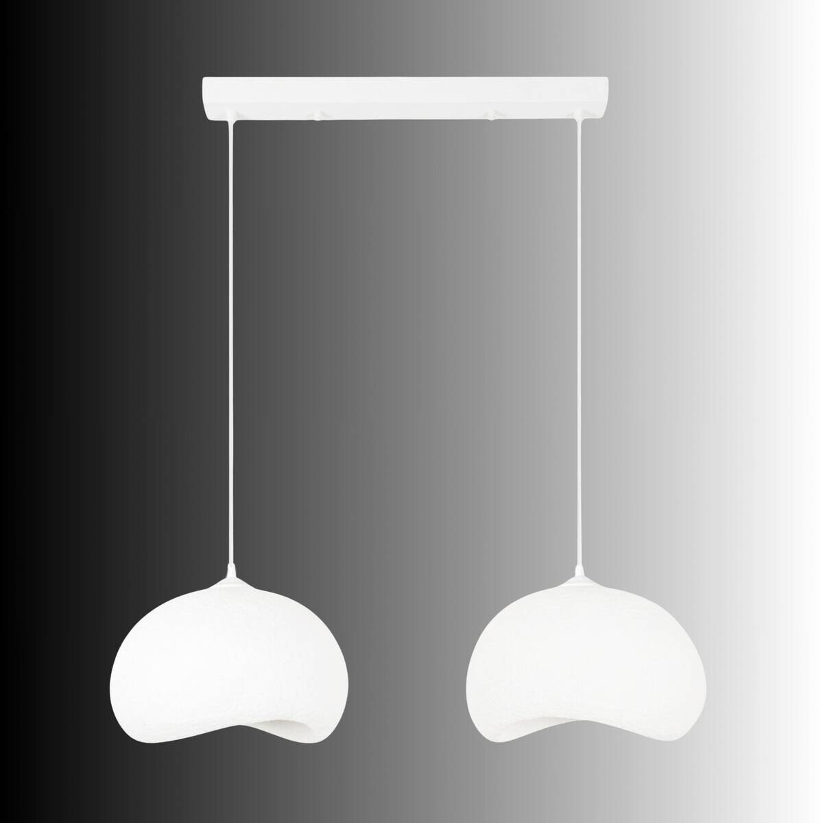 Opviq Pendelleuchte Yontu-15852-A weiß Metall Polyester-Mischgewebe B/H/L: ca. 29x120x34 cm E27 2 Brennstellen