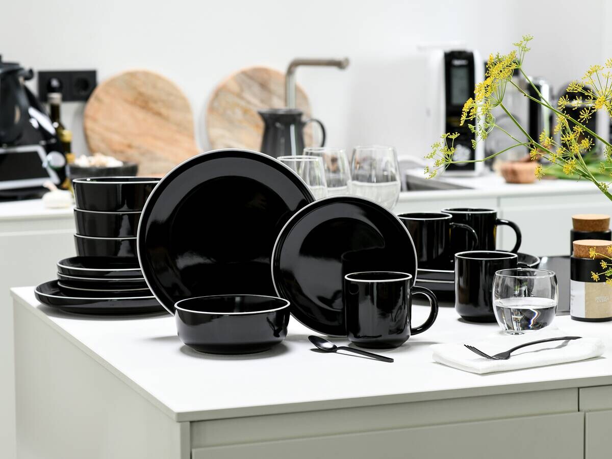 CreaTable Kombiservice Nordic Gourmet schwarz Steinzeug 16 tlg.
