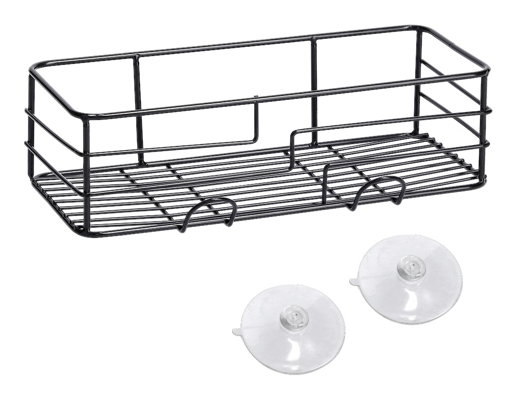 Badregal schwarz Metall B/H/L: ca. 15x9x28 cm