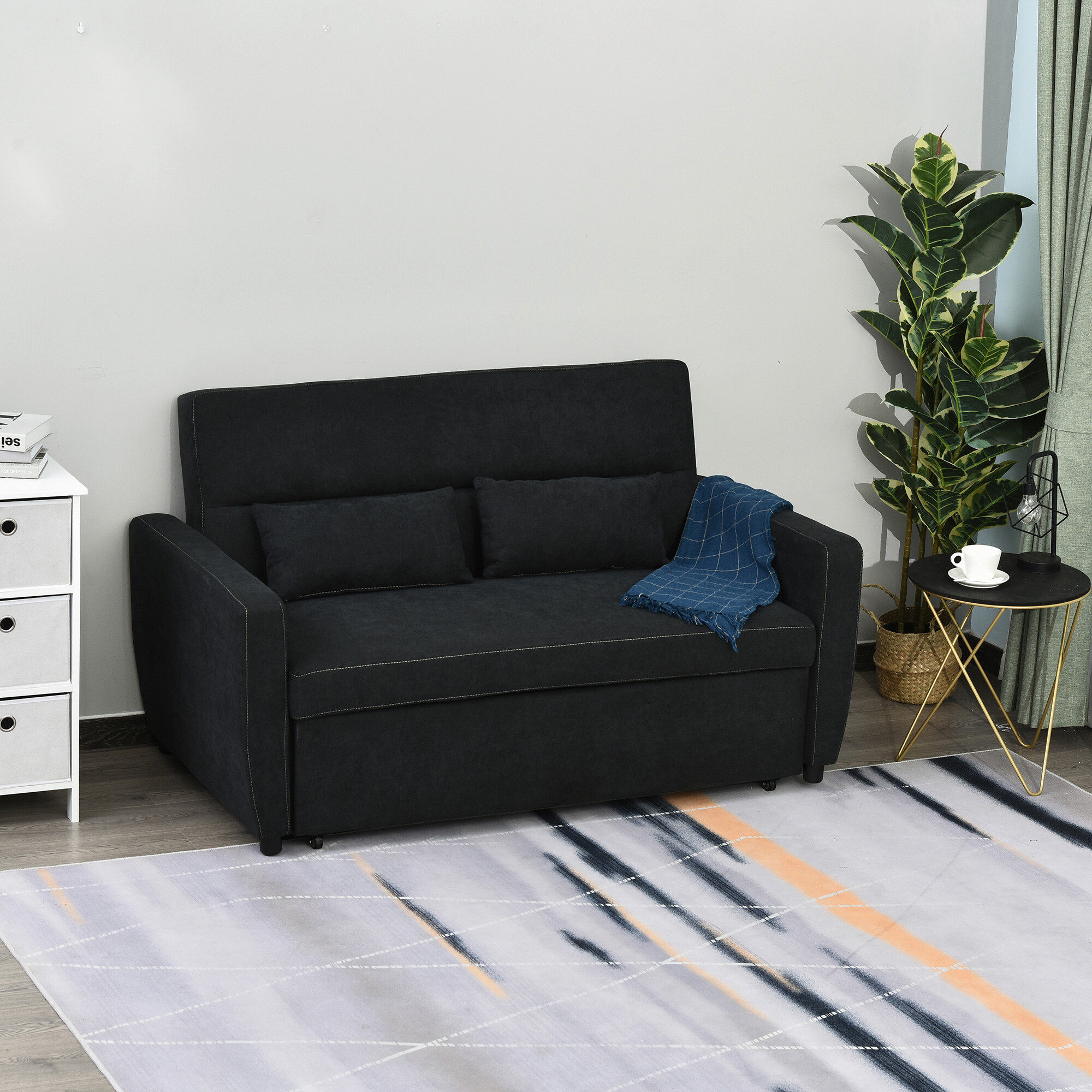 HOMCOM Schlafsofa 833-834 schwarz B/H/T: ca. 148x89x82 cm