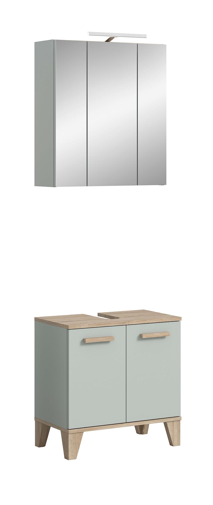 Badezimmer-Set STAR hellgrün Eiche hell Nachbildung B/H/T: ca. 60x190x34 cm