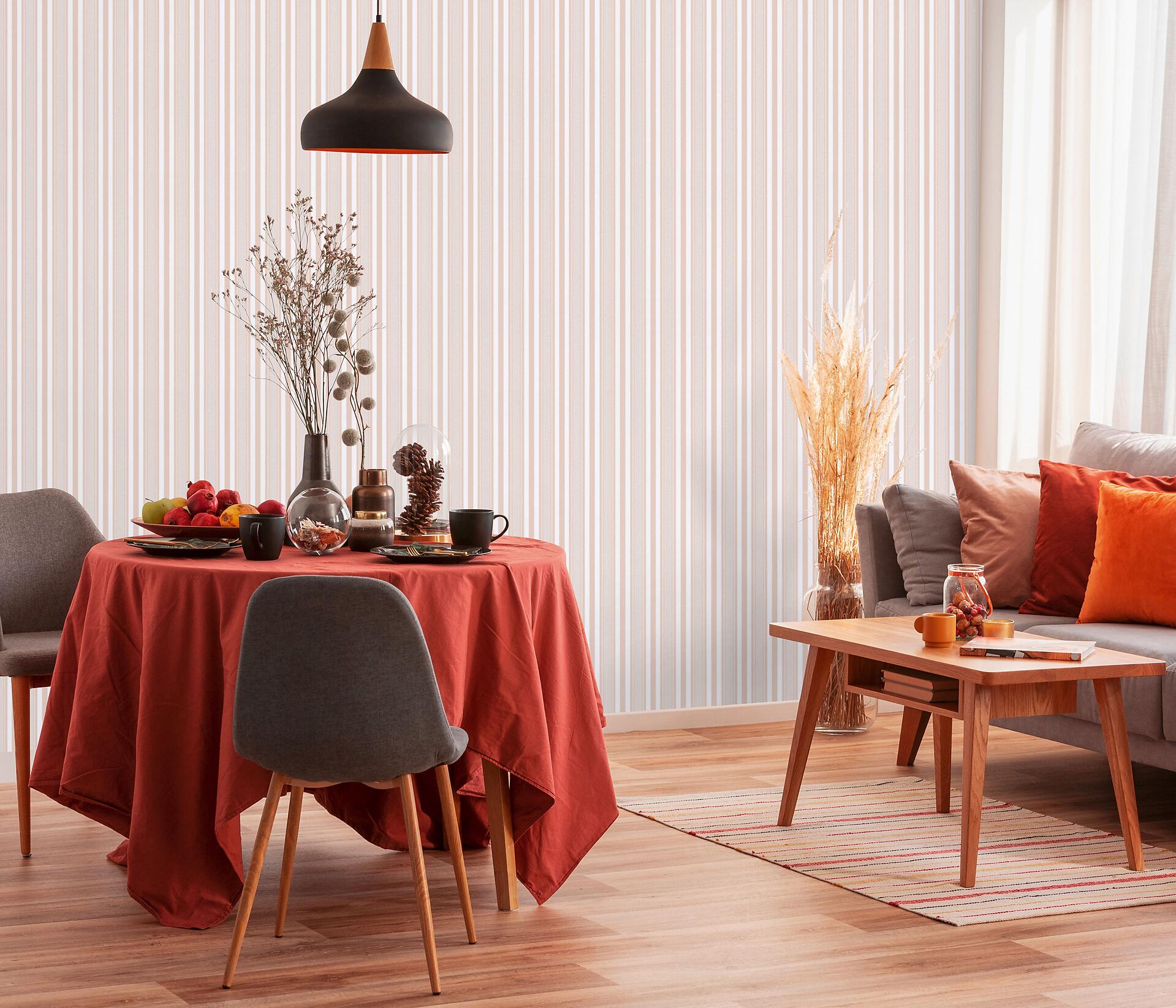 Vliestapete Streifen rosa weiß B/L: ca. 53x1005 cm